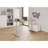 Elektrisch höhenverstellbarer Schreibtisch XDLR 12 S in Asteiche mit silbernem Gestell von hjh OFFICE PRO