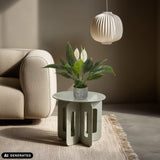 Plante artificielle Spathiphyllum 1 dans un pot gris sur une table d'appoint de hjh OFFICE (image générée par IA)