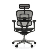Siège de direction de luxe ERGOHUMAN ULTRA GEN2 noir avec dossier en maille, appuie-tête et pied à cinq roulettes de hjh OFFICE – vue à 360° (vue de face 0°)