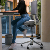 Chaise de comptoir HALIFAX WORK grise avec repose-pieds et roulettes de hjh OFFICE
