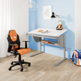 Chaise pivotante pour des enfants KID GAME AL en noir et orange avec roulettes et accoudoirs de hjh OFFICE