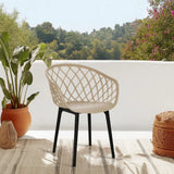 Chaise à coque BEGIO beige avec dossier en maille et pieds noirs de hjh OFFICE