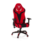 Fauteuil Gamer PROMOTER II rouge et noir avec accoudoirs et base à cinq roulettes de hjh OFFICE – vue à 360° (vue de face 20°)