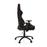 Fauteuil Gamer noir GAME FORCE avec appui-tête, accoudoirs et base à cinq roulettes de hjh OFFICE – vue à 360° (vue de profil 80°)