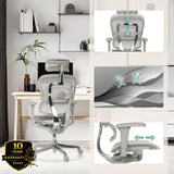 Siège de direction de luxe ERGOHUMAN ULTRA G GEN2 en gris avec appuie-tête et accoudoirs réglables de hjh OFFICE