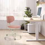 Rosa Kinderdrehstuhl KID CLASSIC mit weißem Gestell und Rollen an einem hellen Schreibtisch von hjh OFFICE