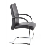 Chaises cantilever BAROLO V noires avec accoudoirs et piètement luge chromé de hjh OFFICE – vue à 360° (vue de profil 80°)