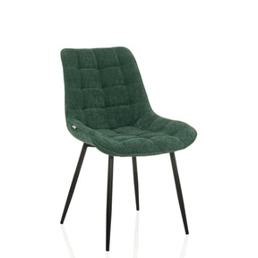Chaise de salle à manger ELARIS en pétrole avec revêtement matelassé et pieds en métal noir de hjh LIVING