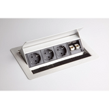 Accessoires ELDATA0 argentés avec trois prises et deux ports RJ45 de hjh OFFICE PRO