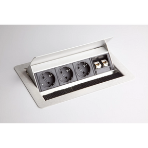 Accessoires ELDATA0 argentés avec trois prises et deux ports RJ45 de hjh OFFICE PRO