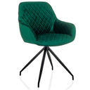 Chaise rembourrée verte ELVERUM avec surpiqûres et piètement noir à quatre pieds de hjh LIVING