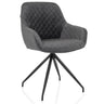 Chaise rembourrée grise ELVERUM avec surface capitonnée et piétement noir à quatre pieds de hjh LIVING