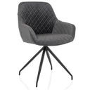 Chaise rembourrée grise ELVERUM avec surface capitonnée et piétement noir à quatre pieds de hjh LIVING
