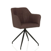 Chaise de salle à manger ELVERUM SPU en marron foncé avec revêtement capitonné et pied en étoile noir de hjh LIVING