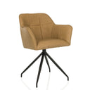 Chaise de salle à manger ELVERUM SPU en similicuir couleur cognac avec pied étoile noir de hjh LIVING