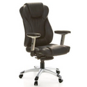 Siège de direction de qualité professionnelle EMBASSY 200 L noir avec revêtement en cuir, accoudoirs et pied en étoile argenté de hjh OFFICE