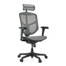 Siège de bureau de qualité professionnelle Enjoy Eco MB en gris avec revêtement en maille, appui-tête et accoudoirs noirs de hjh OFFICE