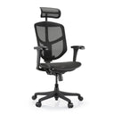 Chaise de bureau Enjoy Eco MB noire avec revêtement en maille, appuie-tête et accoudoirs réglables de hjh OFFICE