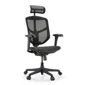 Chaise de bureau Enjoy Eco MB noire avec revêtement en maille, appuie-tête et accoudoirs réglables de hjh OFFICE