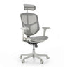 Chaise de bureau Enjoy Eco MB en gris avec revêtement en maille, appuie-tête et cinq roulettes de hjh OFFICE