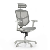 Chaise de bureau Enjoy Eco MB en gris avec revêtement en maille, appuie-tête et cinq roulettes de hjh OFFICE