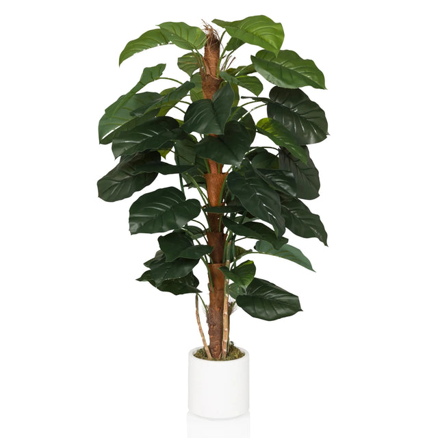 Plante artificielle verte EPIPREMNUM aux grandes feuilles dans un pot blanc de hjh OFFICE