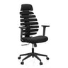 Siège de bureau de qualité professionnelle ERGO LINE ECO noir avec revêtement en tissu, dossier segmenté et accoudoirs de hjh OFFICE