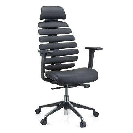 Siège de bureau de qualité professionnelle ERGO LINE II PRO noir avec revêtement en cuir et dossier segmenté de hjh OFFICE