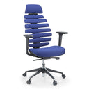 Siège de bureau de qualité professionnelle ERGO LINE II PRO bleu avec revêtement en tissu, dossier segmenté et accoudoirs de hjh OFFICE