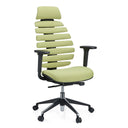 Siège de bureau de qualité professionnelle ERGO LINE II PRO avec revêtement en tissu vert, dossier segmenté et appuie-tête de hjh OFFICE