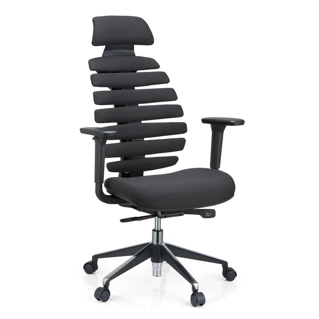 Siège de bureau de qualité professionnelle ERGO LINE II PRO noir avec revêtement en tissu et dossier segmenté de hjh OFFICE
