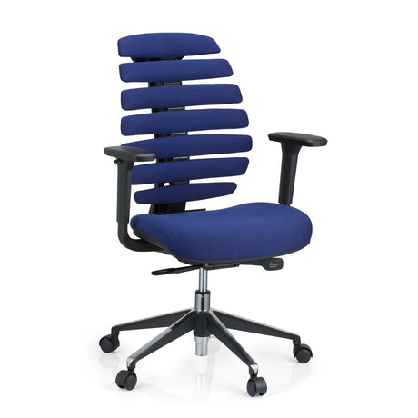 Siège de bureau de qualité professionnelle ERGO LINE II avec revêtement en tissu bleu et dossier segmenté de hjh OFFICE