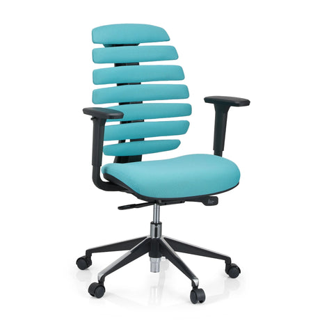 Siège de bureau de qualité professionnelle ERGO LINE II en turquoise avec dossier segmenté et accoudoirs noirs de hjh OFFICE