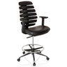 Chaise de comptoir ERGO LINE II WORK noire avec revêtement en similicuir, repose-pieds et roulettes de hjh OFFICE
