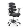 Chaise de comptoir ERGO LINE II WORK noire avec revêtement en tissu, repose-pieds et roulettes de hjh OFFICE