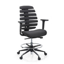 Chaise de comptoir ERGO LINE II WORK noire avec revêtement en tissu, repose-pieds et roulettes de hjh OFFICE