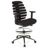 Chaise de comptoir ERGO LINE II WORK noire avec revêtement en tissu, repose-pieds et roulettes de hjh OFFICE