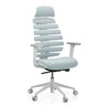 Siège de bureau de qualité professionnelle ERGO LINE W avec revêtement en tissu gris, dossier segmenté et structure blanche de hjh OFFICE