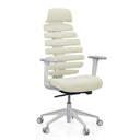 Siège de bureau de qualité professionnelle ERGO LINE W en Salted Caramel avec revêtement en tissu beige et structure blanche de hjh OFFICE