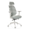 Siège de bureau de qualité professionnelle ERGO LINE W avec revêtement en tissu gris, dossier segmenté et structure blanche de hjh OFFICE