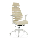 Siège de bureau de qualité professionnelle ERGO LINE W en Salted Caramel avec revêtement en tissu beige et structure blanche de hjh OFFICE