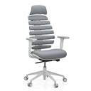 Siège de bureau de qualité professionnelle ERGO LINE W avec revêtement en tissu gris et structure blanche de hjh OFFICE