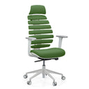 Siège de bureau de qualité professionnelle ERGO LINE W avec revêtement en tissu vert et structure blanche de hjh OFFICE