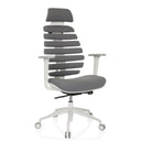 Siège de bureau de qualité professionnelle ERGO LINE W avec revêtement en tissu gris et structure blanche de hjh OFFICE