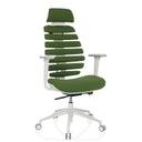 Siège de bureau de qualité professionnelle ERGO LINE W avec revêtement en tissu vert et structure blanche de hjh OFFICE