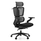 Siège de bureau de qualité professionnelle Ergo U2 Flex3 en noir avec revêtement en maille, appui-tête et accoudoirs réglables de hjh OFFICE