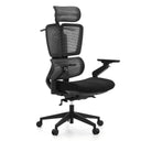 Siège de bureau de qualité professionnelle Ergo U2 Flex3 en noir avec revêtement en maille, appui-tête et accoudoirs réglables de hjh OFFICE