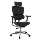 Siège de direction de luxe ERGOHUMAN GEN2 en cuir noir avec appui-tête et pied chromé de hjh OFFICE