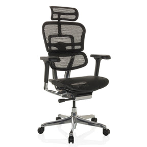 Siège de direction de luxe ERGOHUMAN GEN2 avec revêtement en maille noire et piètement chromé de hjh OFFICE