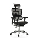 Siège de direction de luxe ERGOHUMAN GEN2 avec dossier en maille noire, assise en cuir et pied chromé de hjh OFFICE